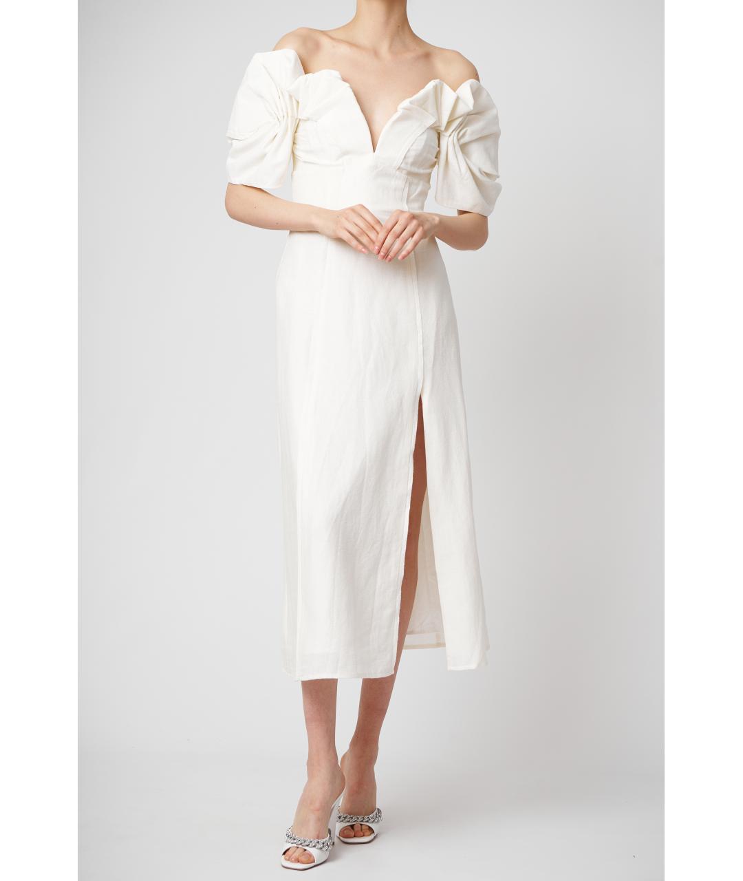 CULT GAIA Белое льняное коктейльное платье, фото 2