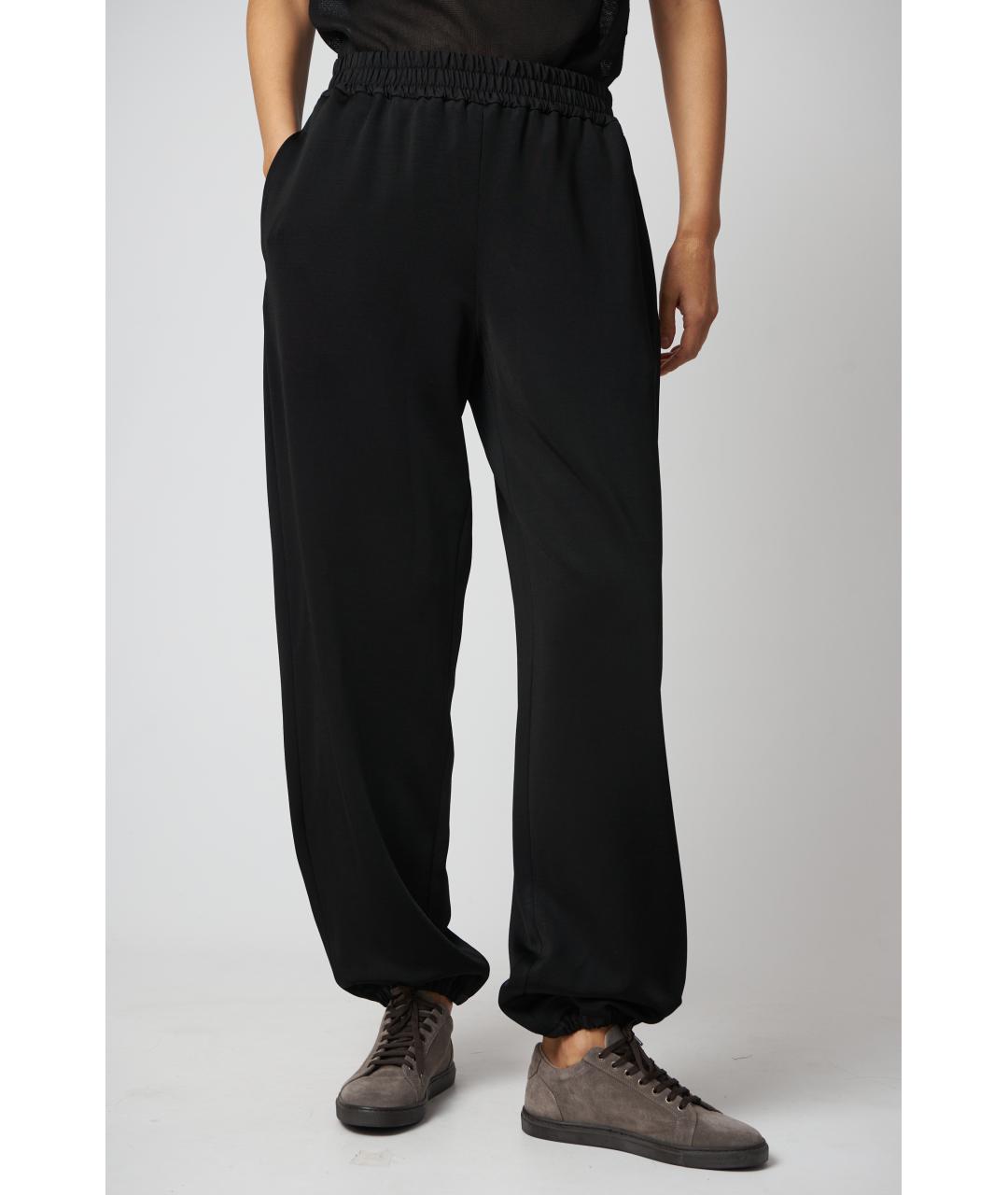 JIL SANDER Черные вискозные прямые брюки, фото 2