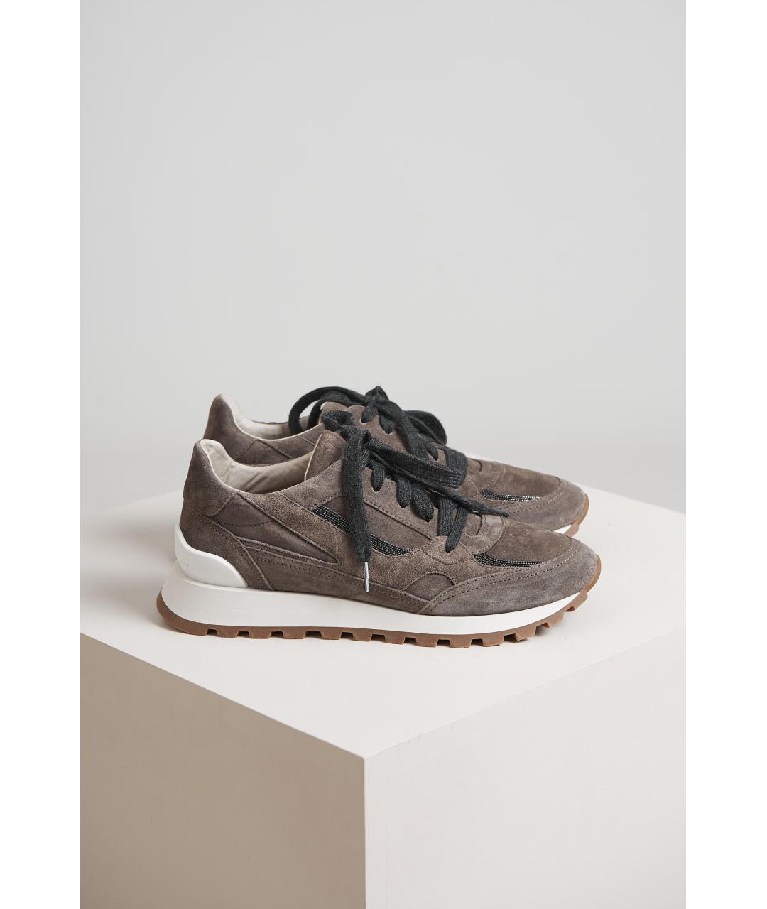 BRUNELLO CUCINELLI Бежевые замшевые кроссовки, фото 2