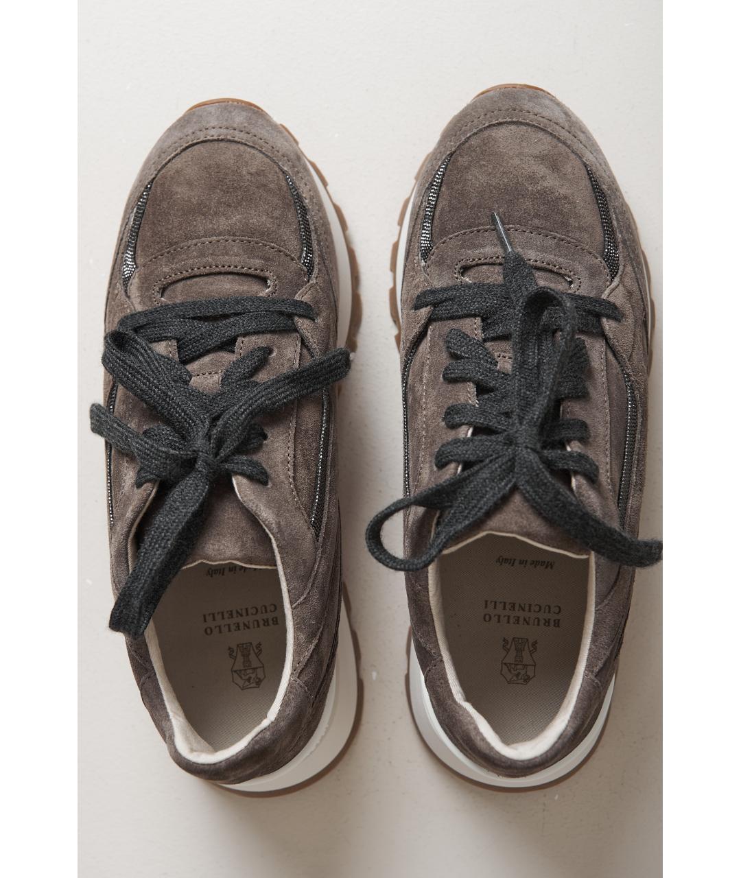 BRUNELLO CUCINELLI Бежевые замшевые кроссовки, фото 5