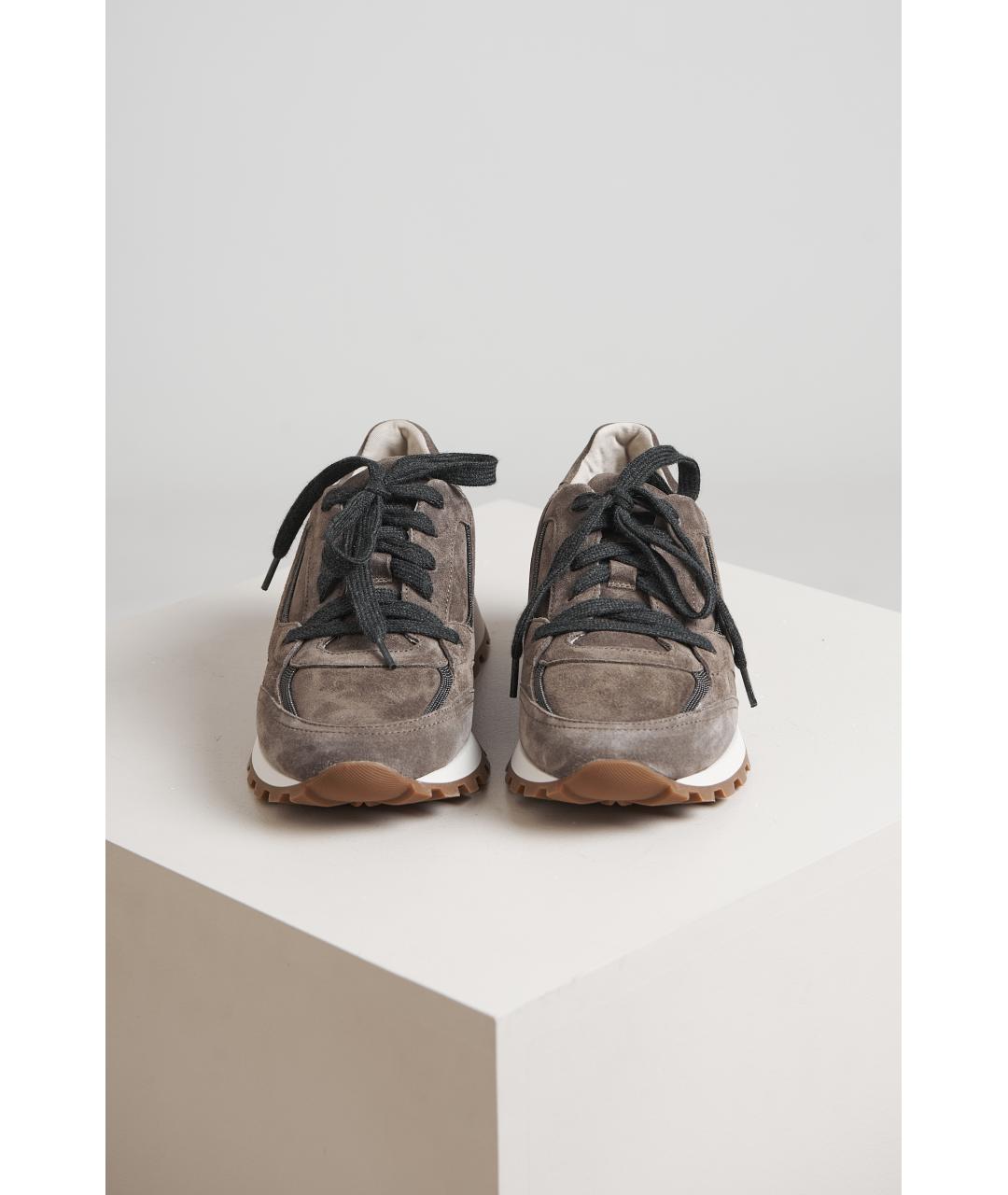 BRUNELLO CUCINELLI Бежевые замшевые кроссовки, фото 4
