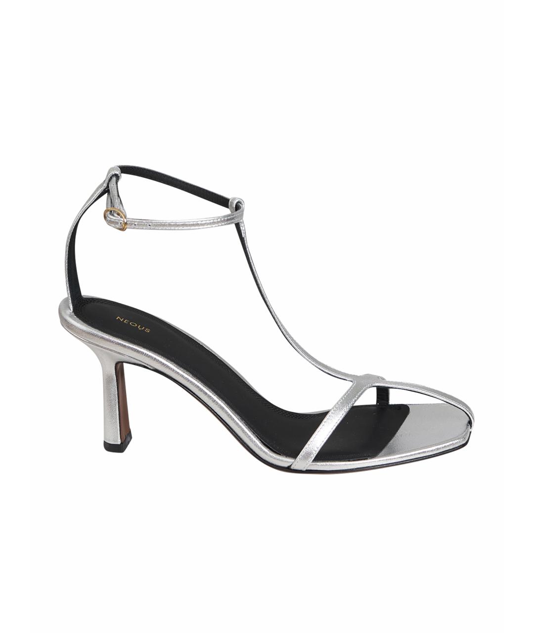 NEOUS Серебряные кожаные босоножки, фото 1