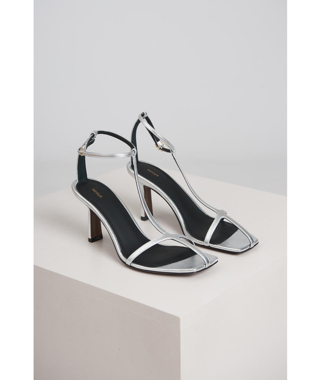 NEOUS Серебряные кожаные босоножки, фото 6