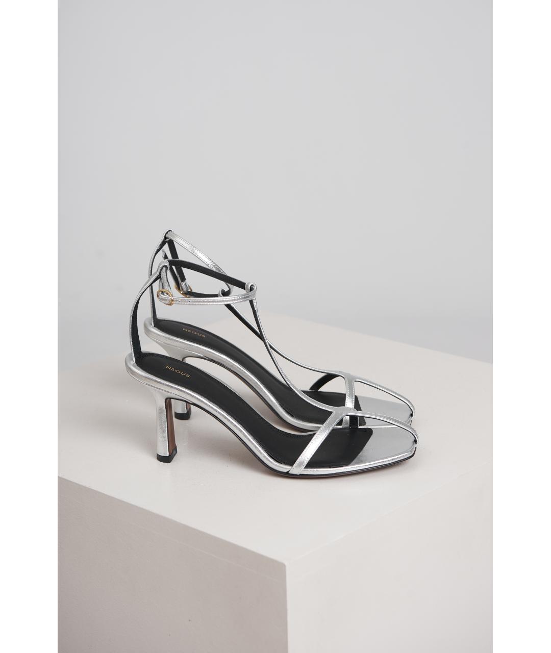 NEOUS Серебряные кожаные босоножки, фото 2