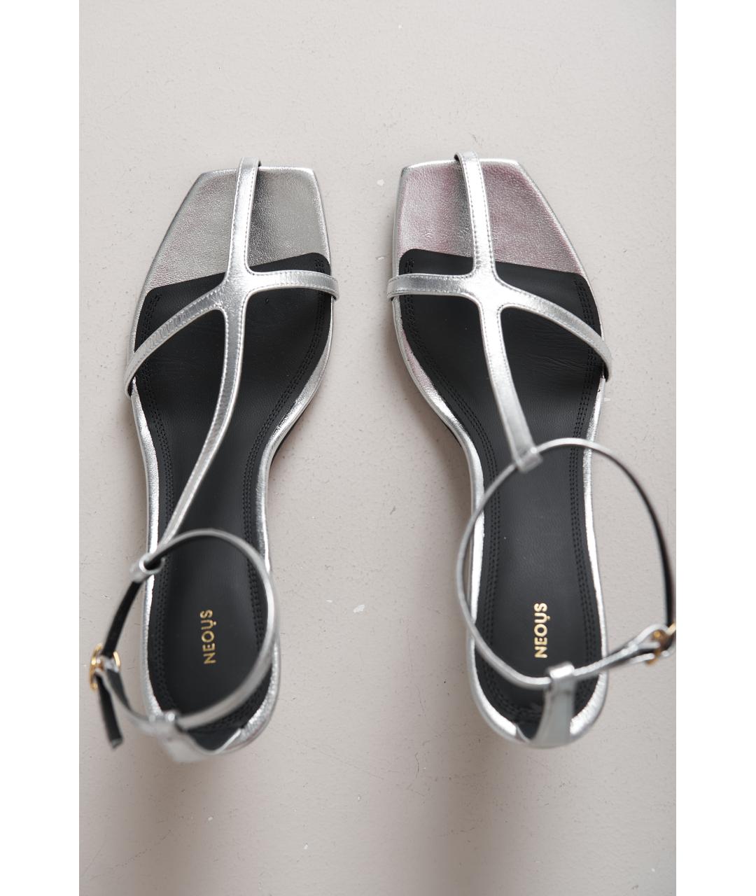 NEOUS Серебряные кожаные босоножки, фото 5