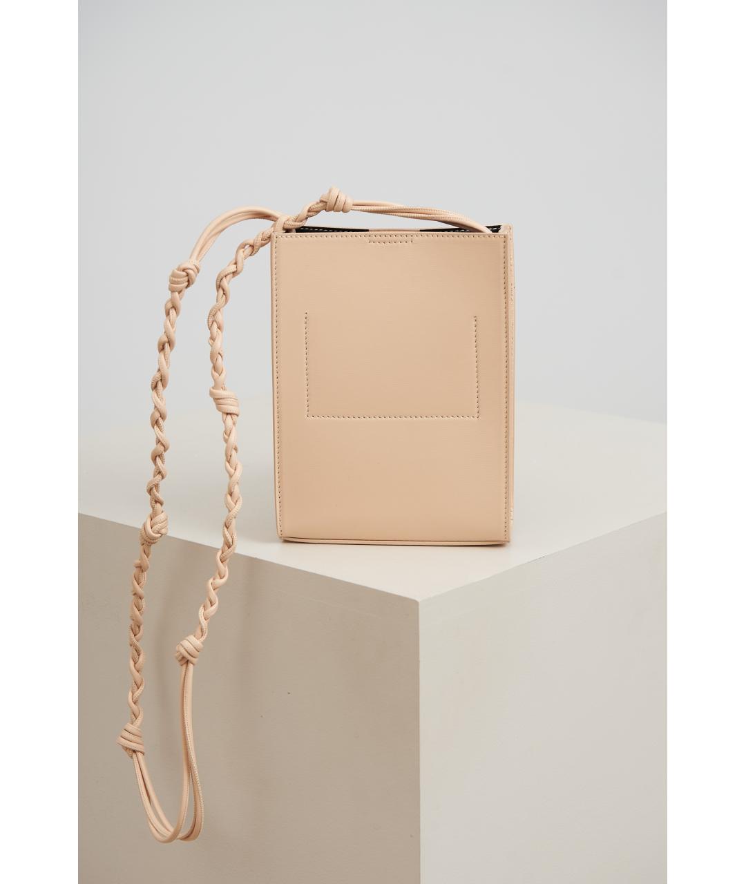 JIL SANDER Бежевая кожаная сумка через плечо, фото 3
