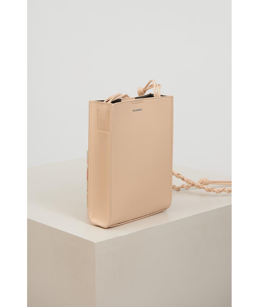 JIL SANDER Бежевая кожаная сумка через плечо, фото 2