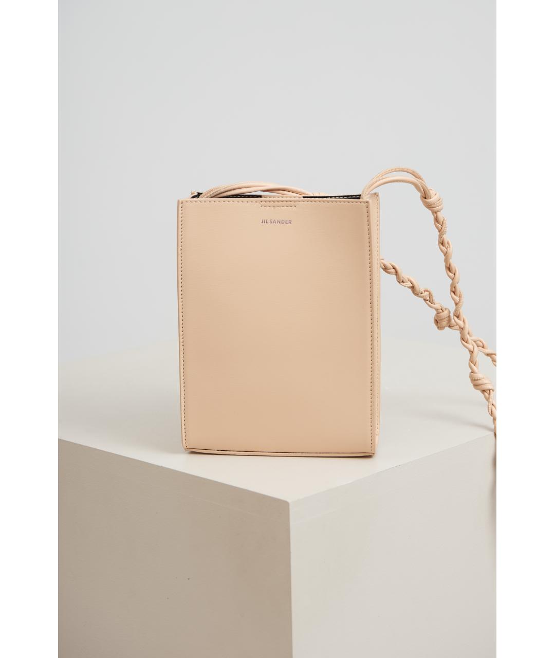 JIL SANDER Бежевая кожаная сумка через плечо, фото 4