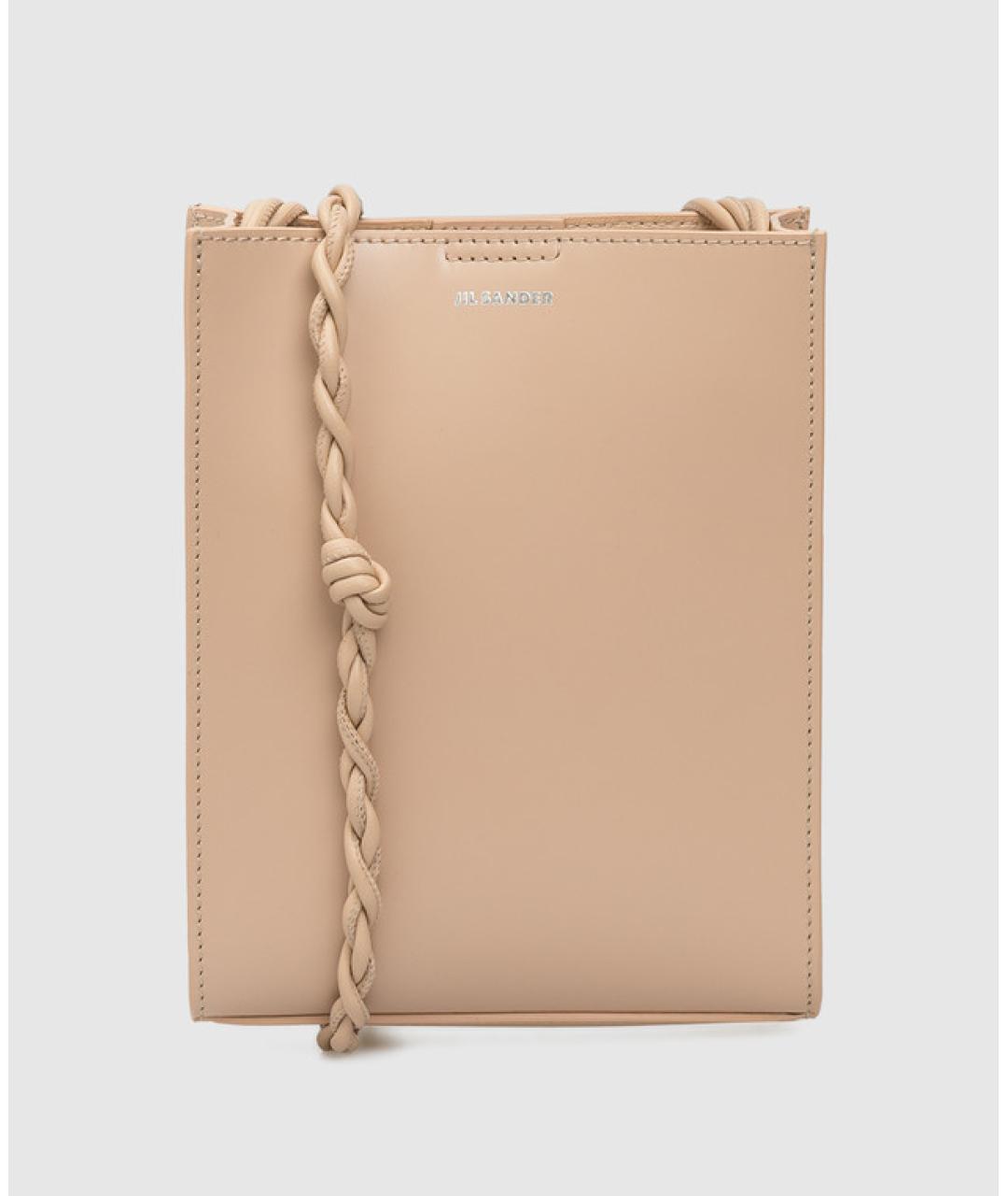 JIL SANDER Бежевая кожаная сумка через плечо, фото 5