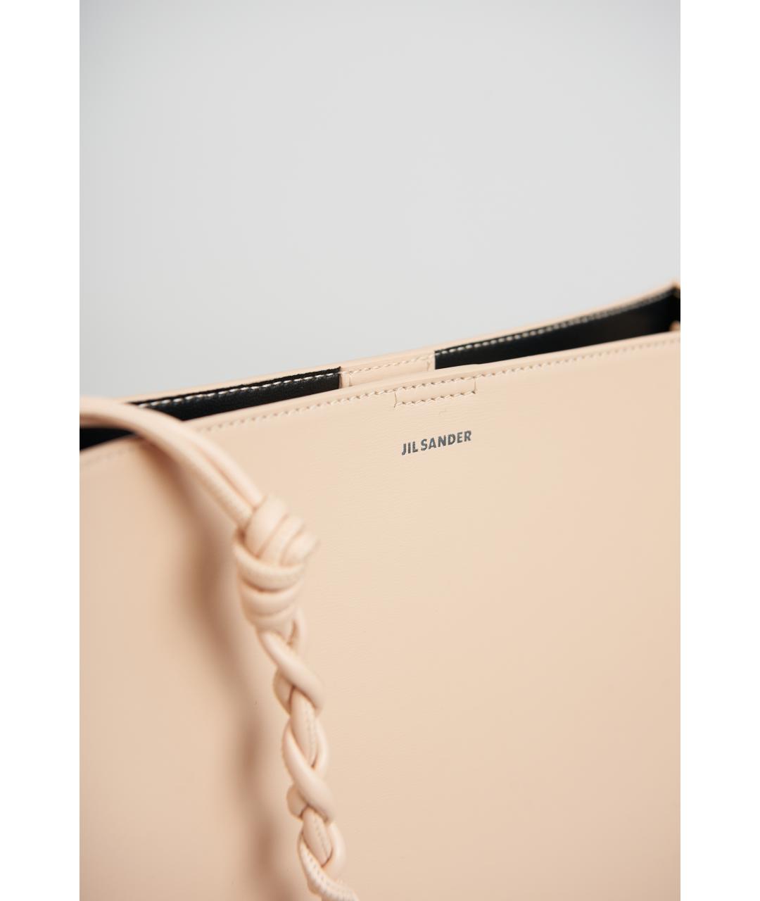 JIL SANDER Бежевая кожаная сумка через плечо, фото 3
