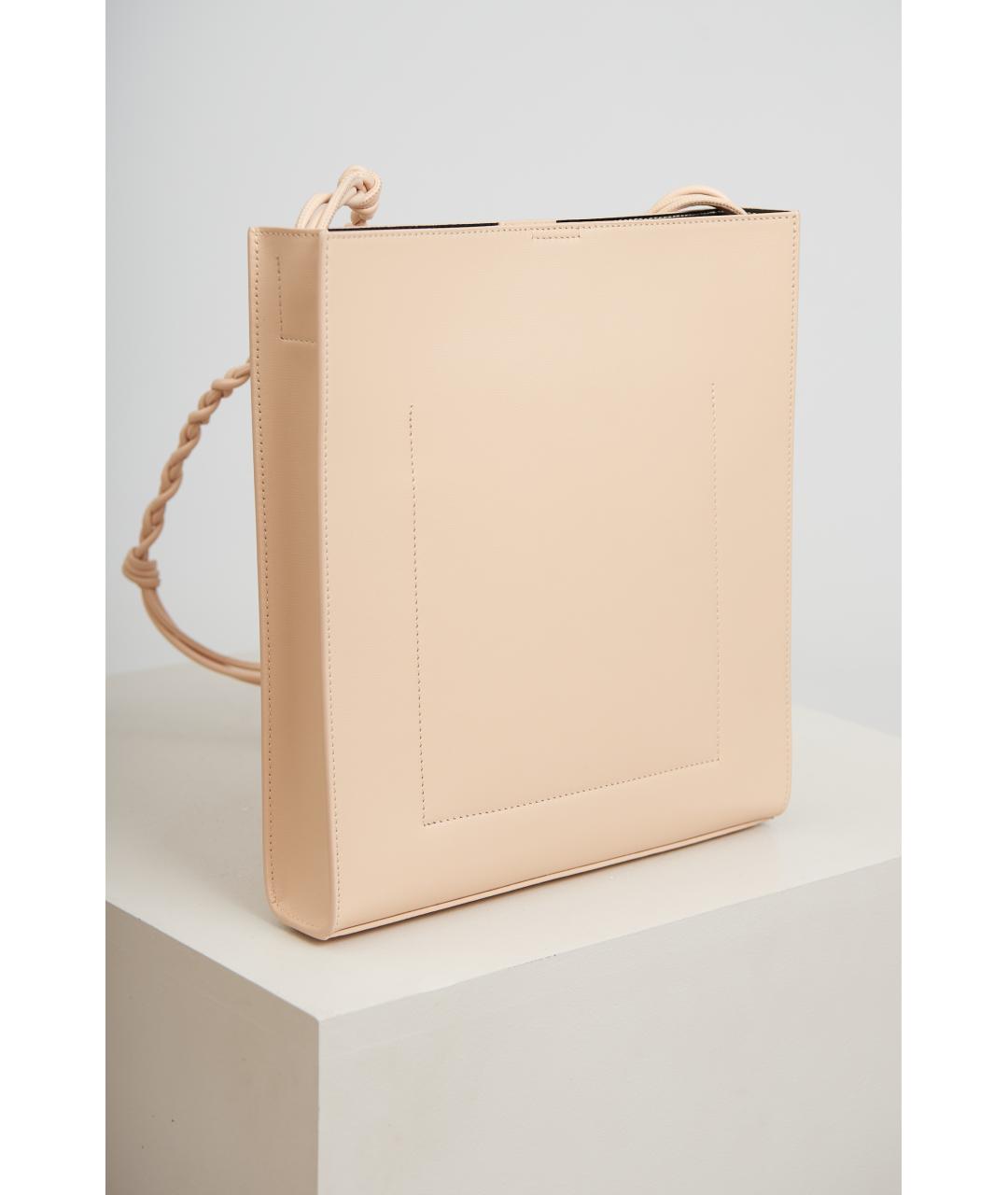 JIL SANDER Бежевая кожаная сумка через плечо, фото 4