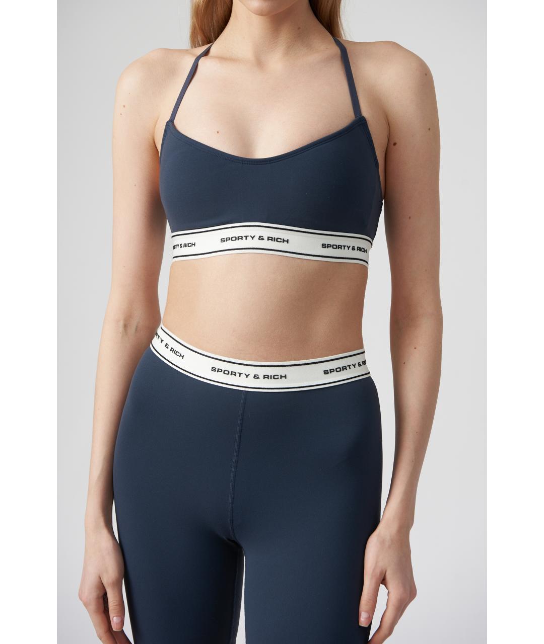 SPORTY AND RICH Темно-синяя полиамидовая майка, фото 2