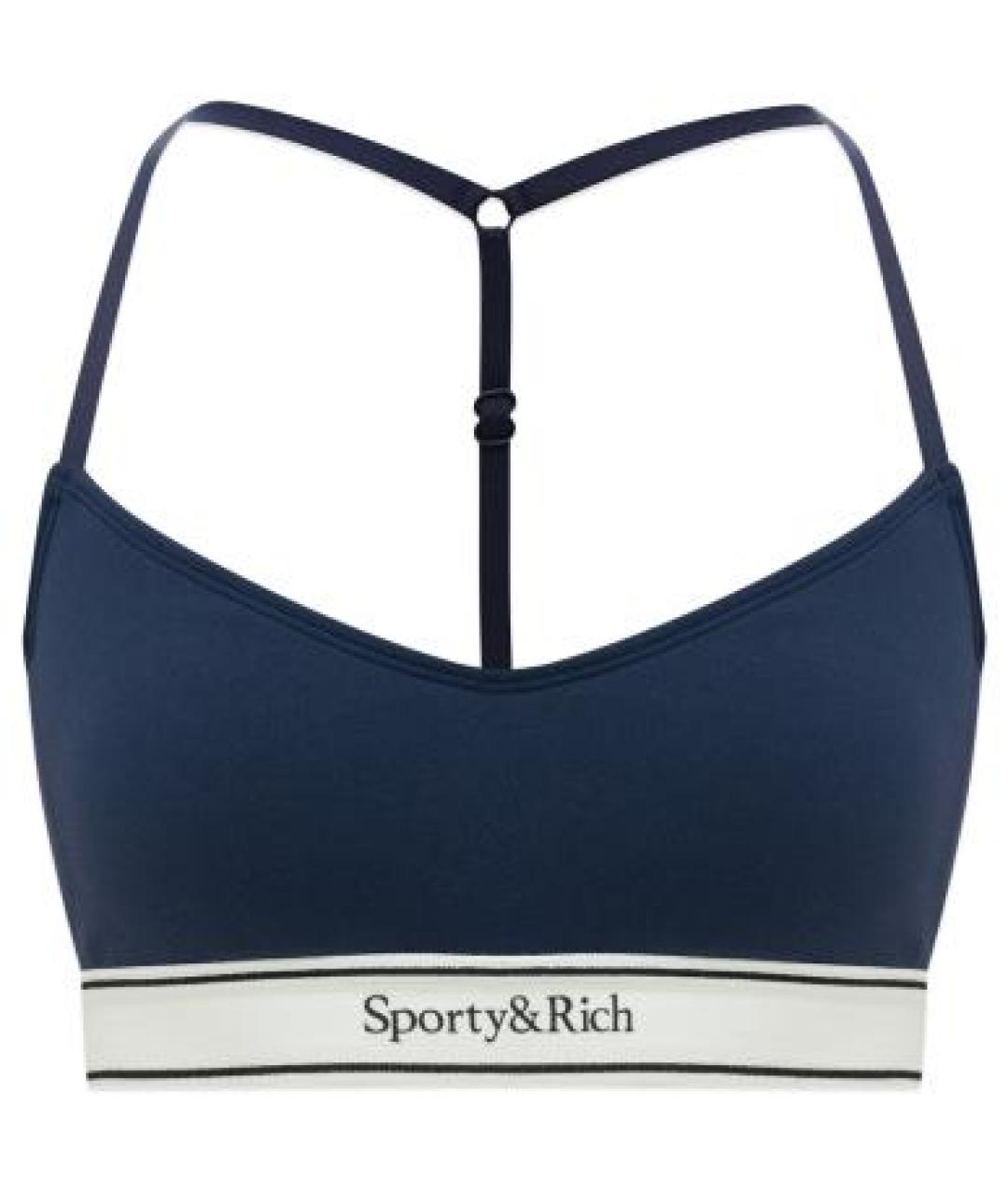 SPORTY AND RICH Темно-синяя полиамидовая майка, фото 1