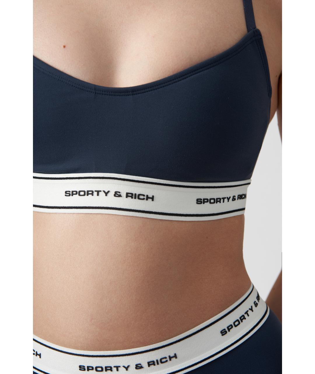 SPORTY AND RICH Темно-синяя полиамидовая майка, фото 4