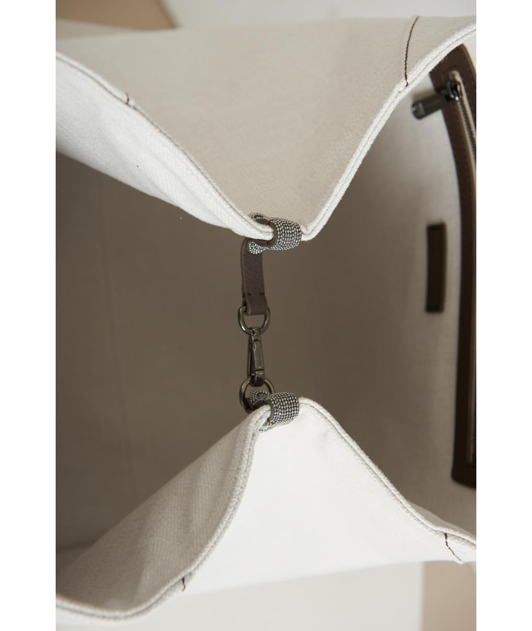 BRUNELLO CUCINELLI Белая тканевая сумка через плечо, фото 3