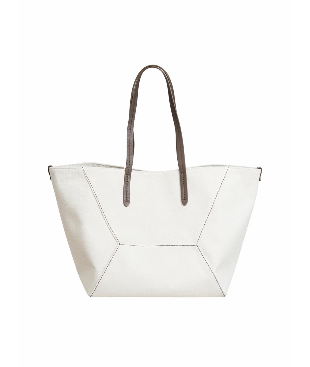 BRUNELLO CUCINELLI Белая тканевая сумка через плечо, фото 1