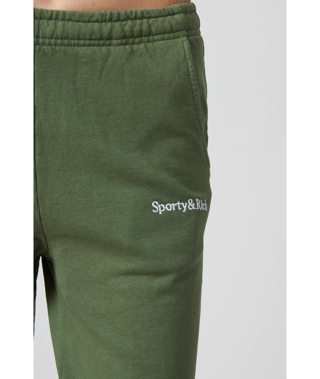 SPORTY AND RICH Хаки хлопковые спортивные брюки и шорты, фото 3
