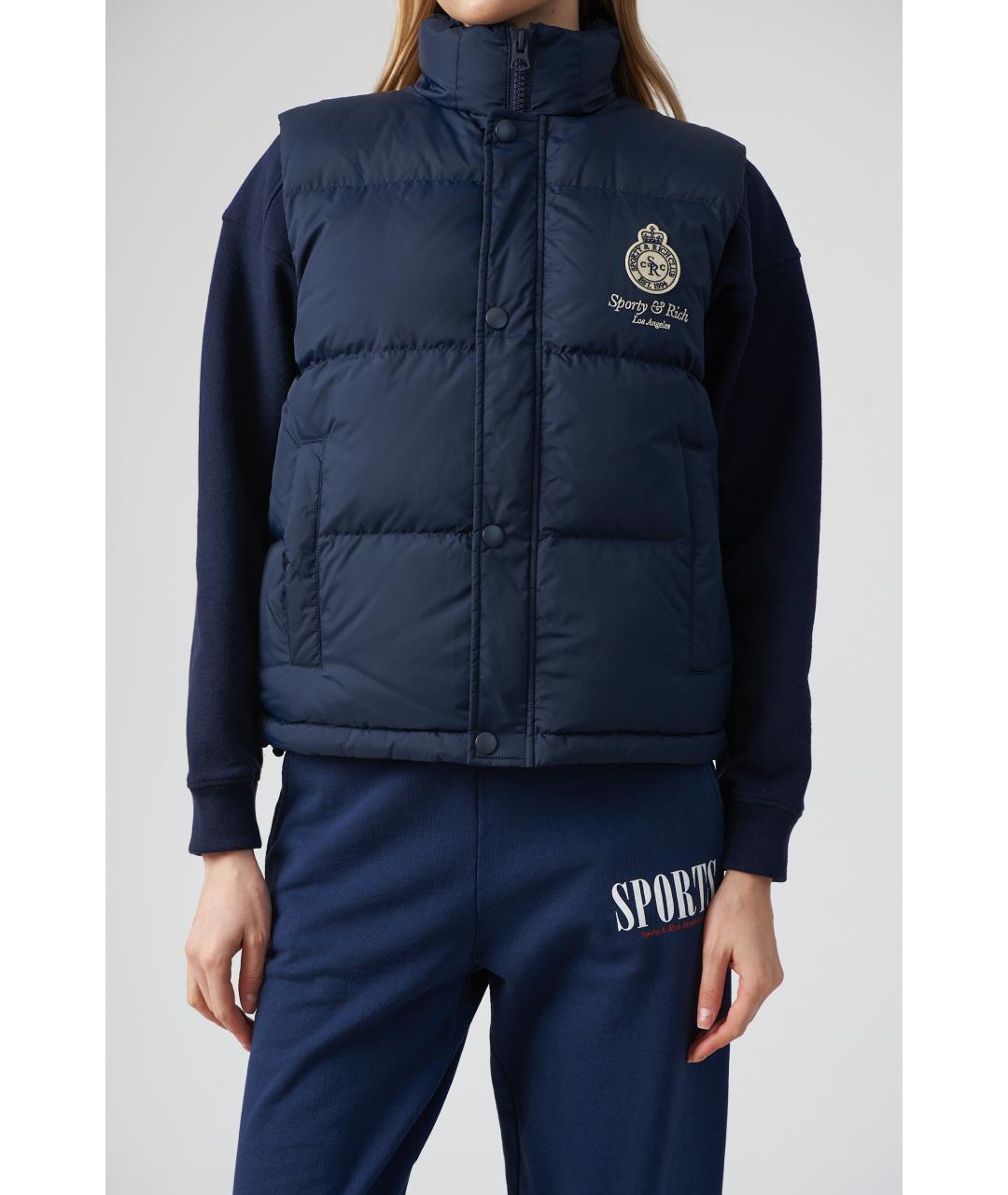 SPORTY AND RICH Темно-синий полиамидовый жилет, фото 4