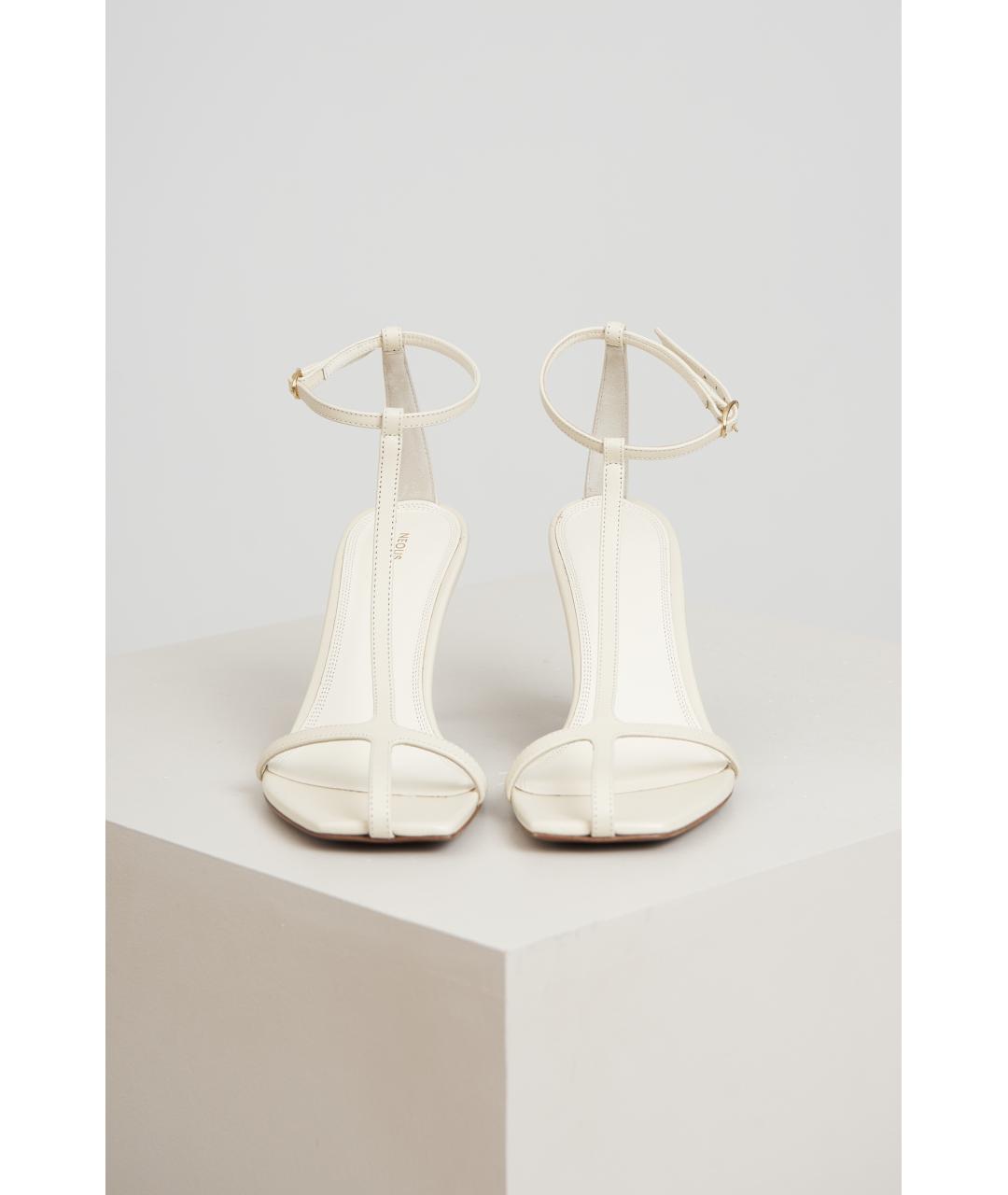 NEOUS Белые кожаные босоножки, фото 4