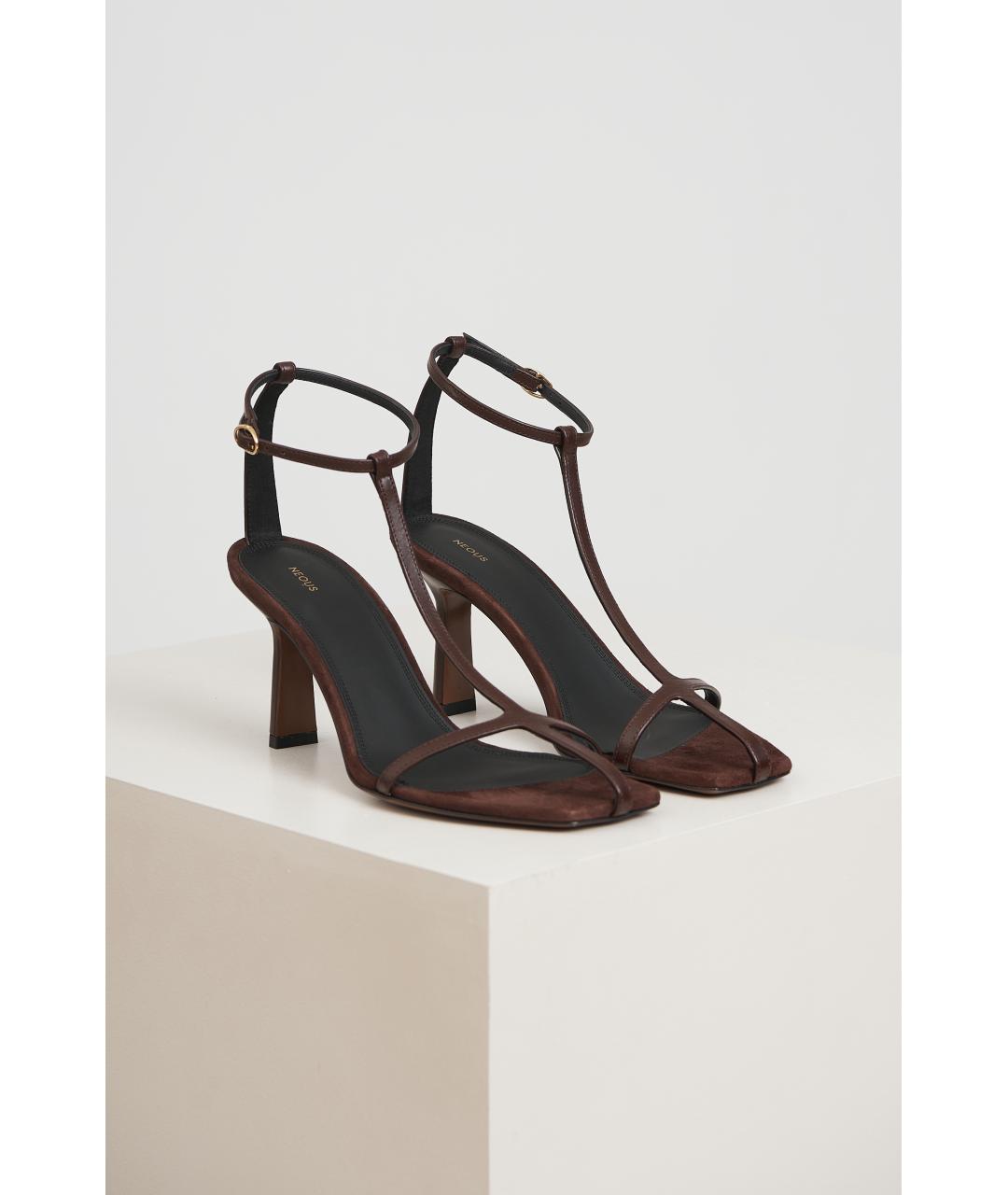 NEOUS Коричневые кожаные босоножки, фото 5
