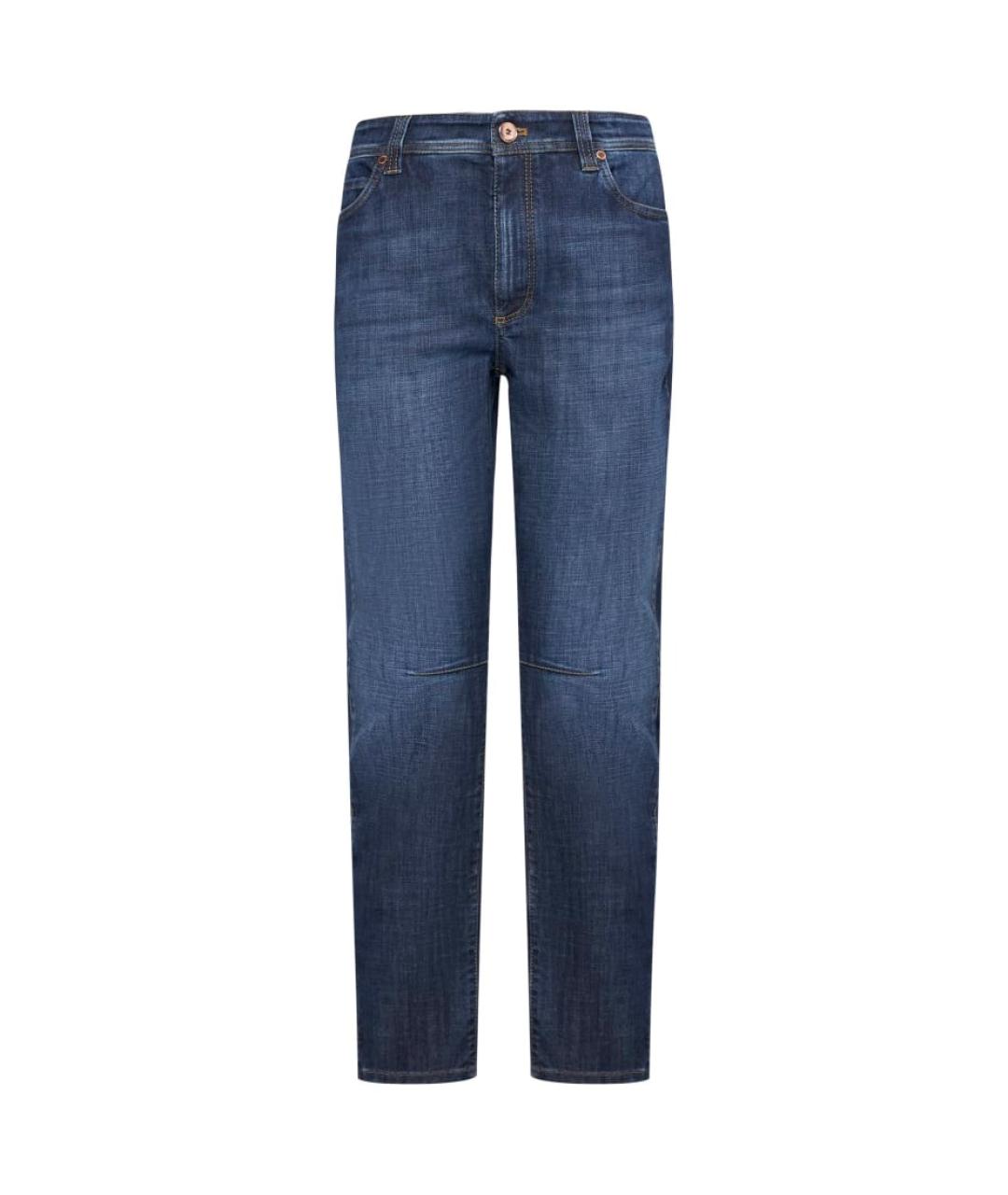 BRUNELLO CUCINELLI Темно-синие прямые джинсы, фото 1