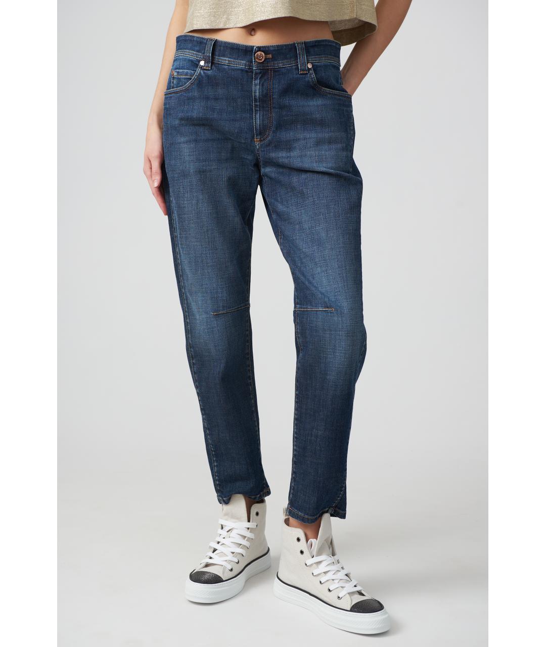 BRUNELLO CUCINELLI Темно-синие прямые джинсы, фото 2