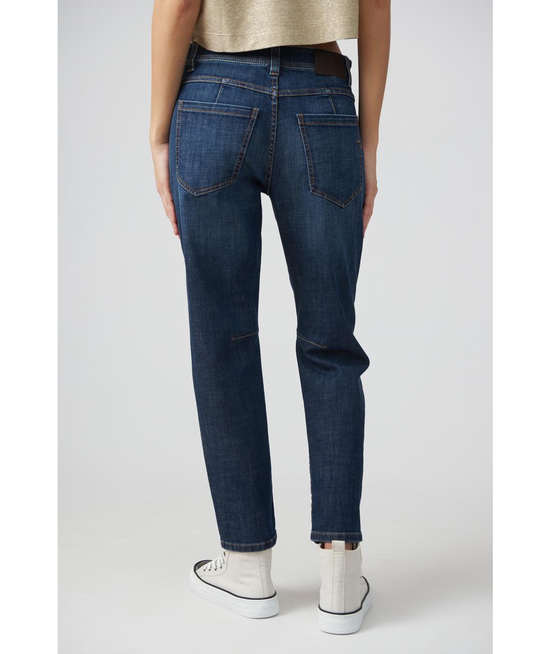 BRUNELLO CUCINELLI Темно-синие прямые джинсы, фото 4