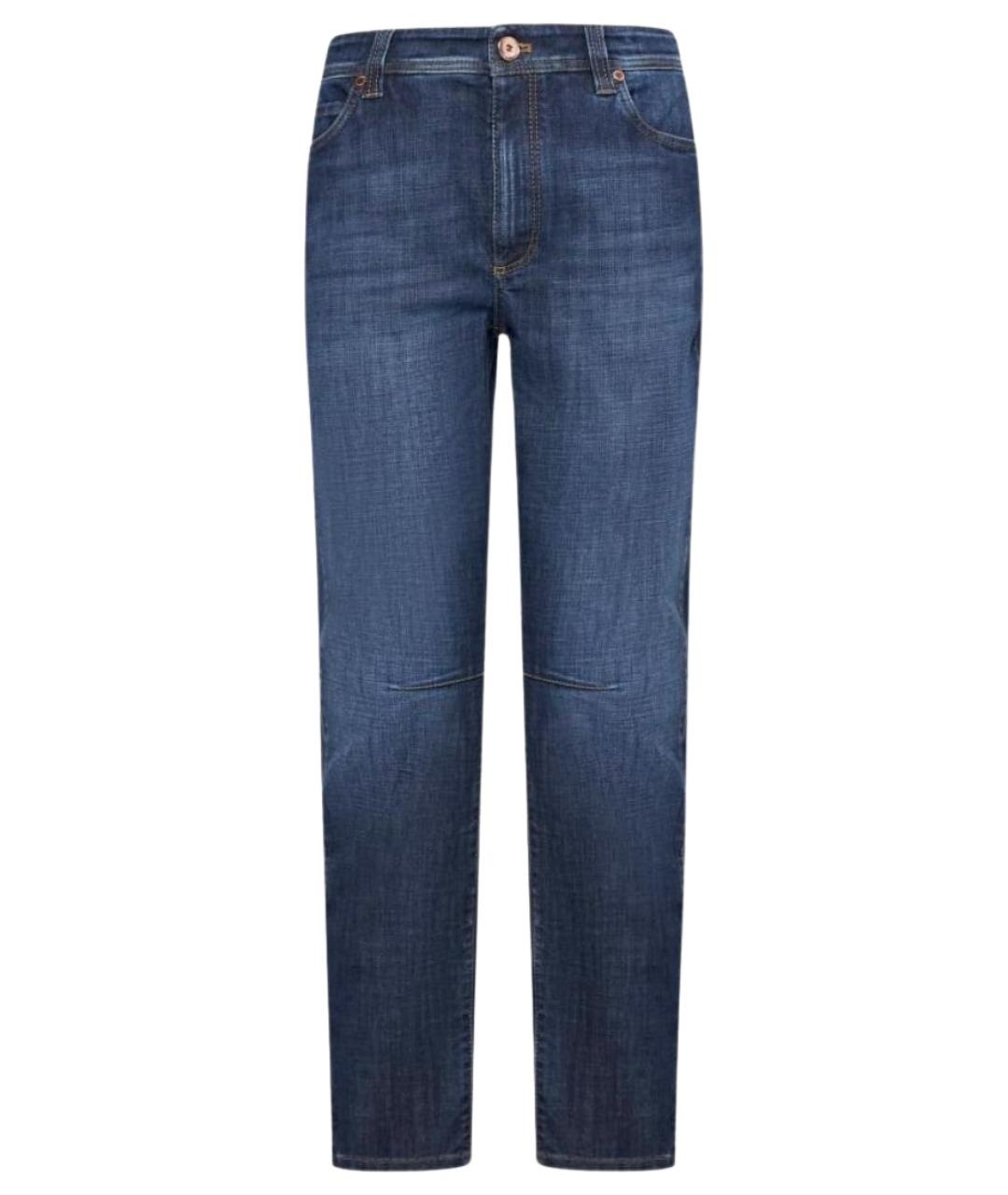 BRUNELLO CUCINELLI Темно-синие джинсы слим, фото 1