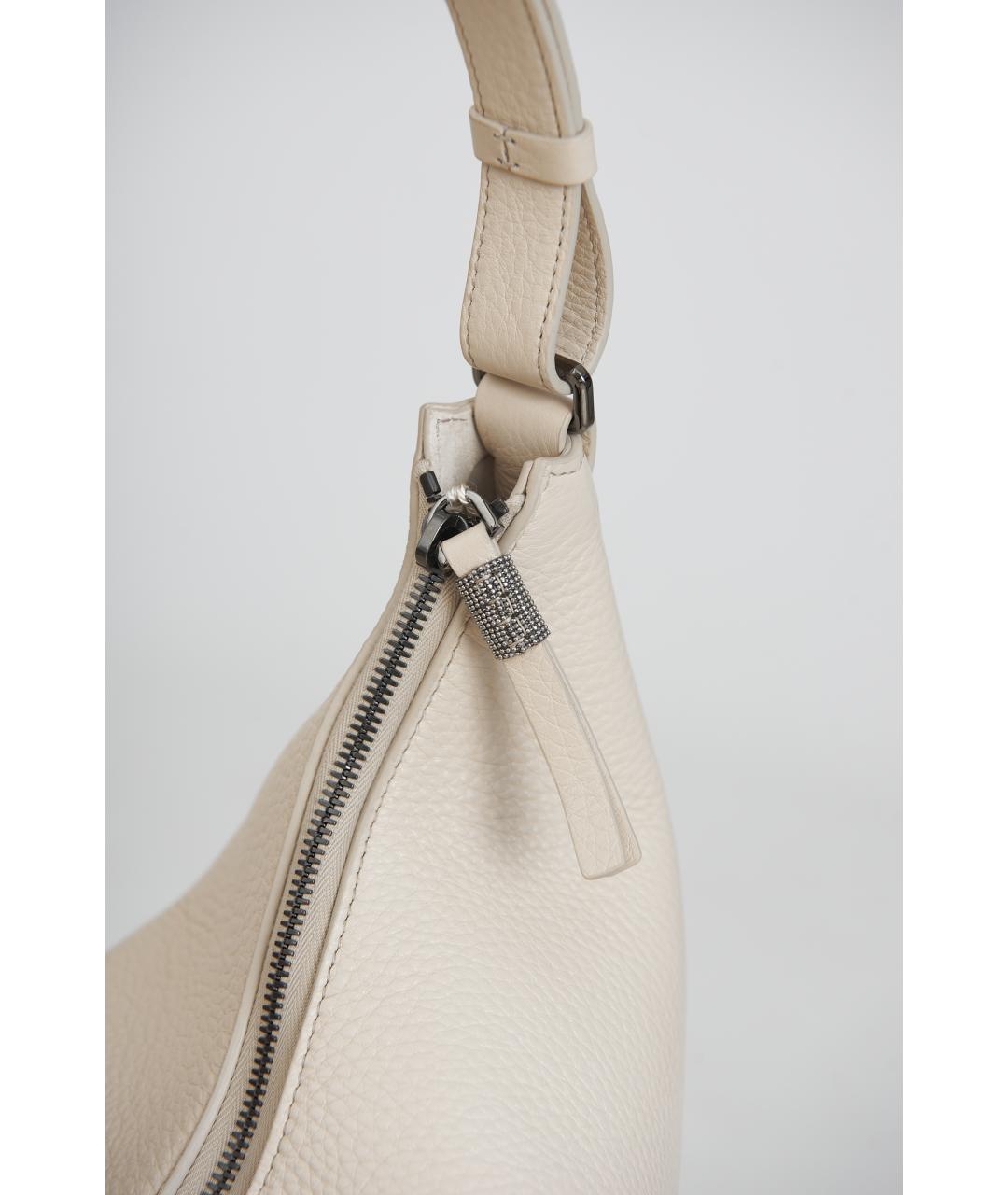 BRUNELLO CUCINELLI Белая кожаная сумка с короткими ручками, фото 4
