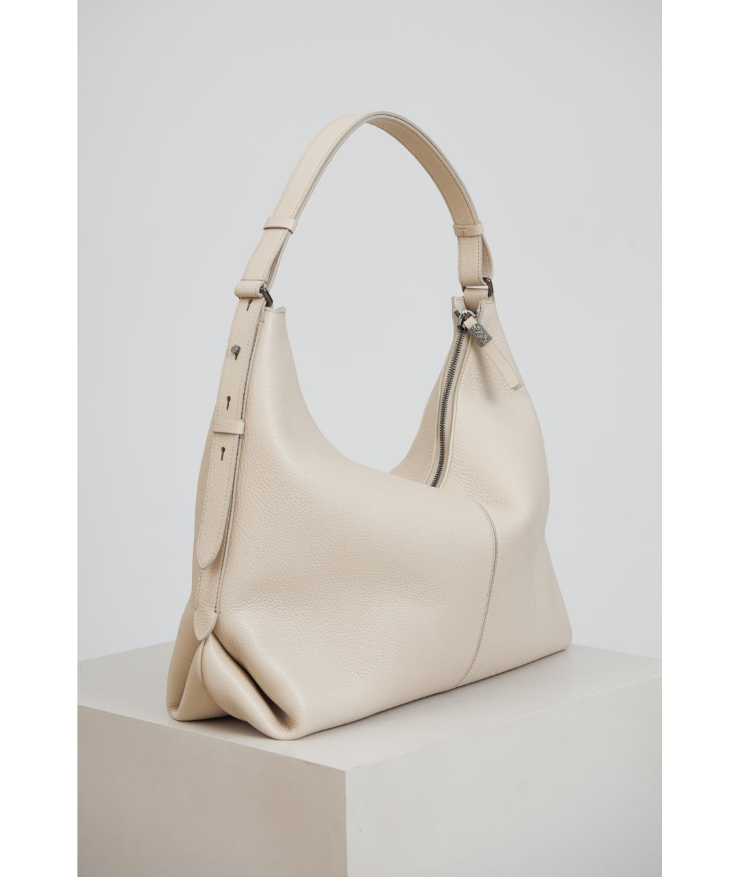 BRUNELLO CUCINELLI Белая кожаная сумка с короткими ручками, фото 2