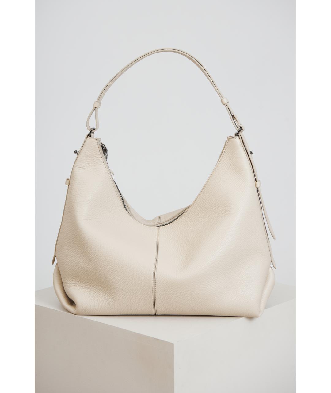 BRUNELLO CUCINELLI Белая кожаная сумка с короткими ручками, фото 8