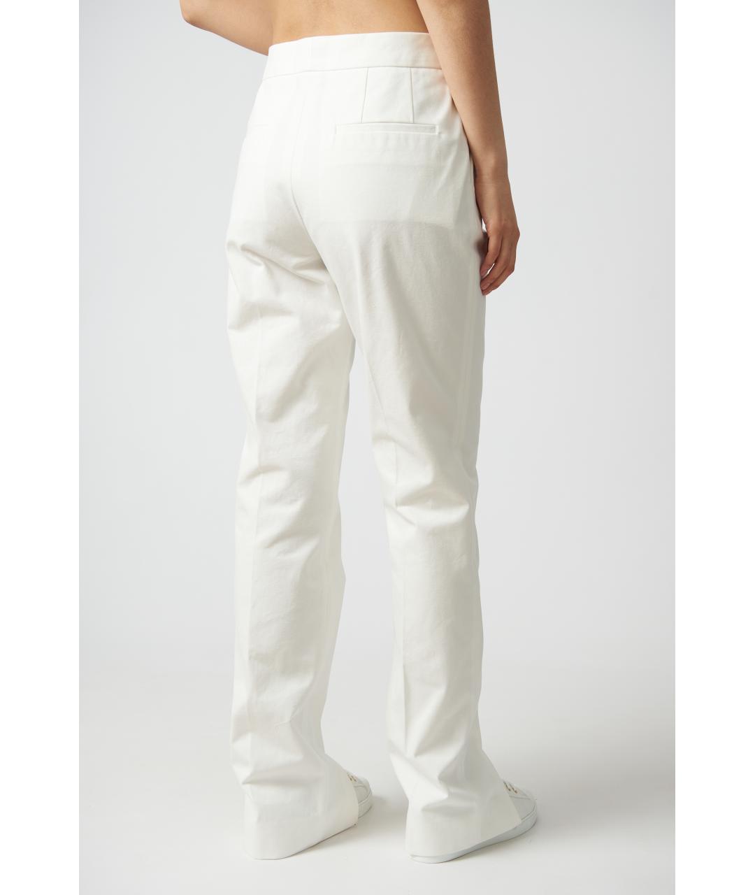 JIL SANDER Белые хлопковые прямые брюки, фото 3