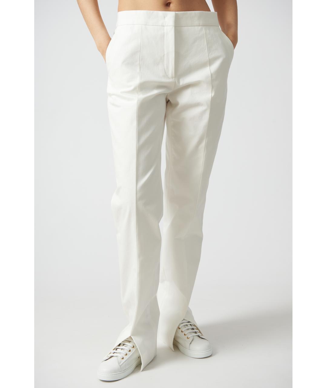 JIL SANDER Белые хлопковые прямые брюки, фото 4