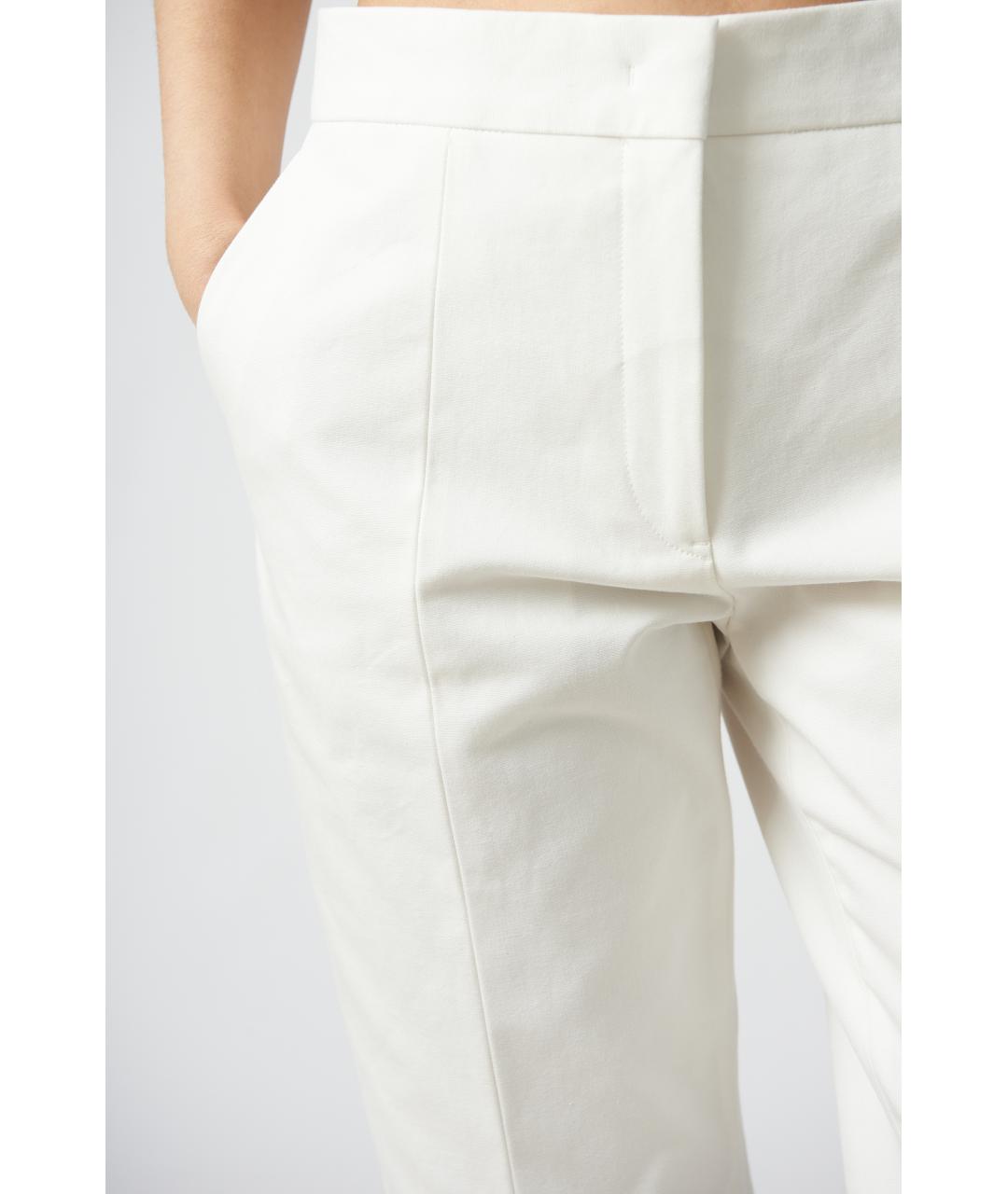 JIL SANDER Белые хлопковые прямые брюки, фото 2