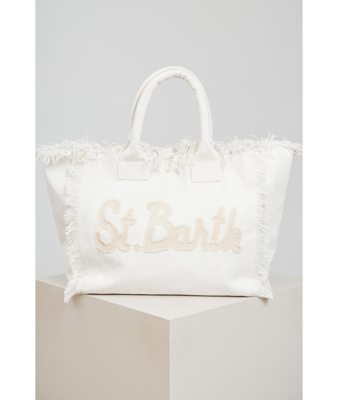MC2 SAINT BARTH Белая тканевая сумка тоут, фото 5