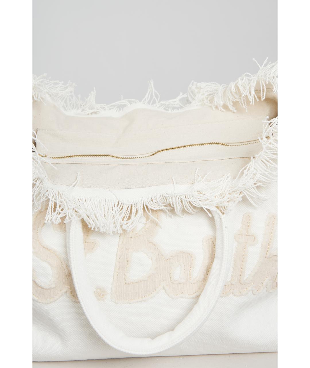 MC2 SAINT BARTH Белая тканевая сумка тоут, фото 4