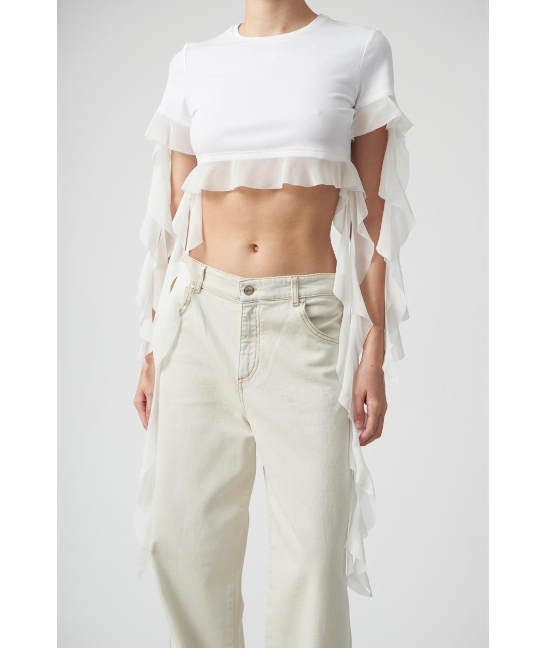 BLUMARINE Белая хлопковая футболка, фото 3