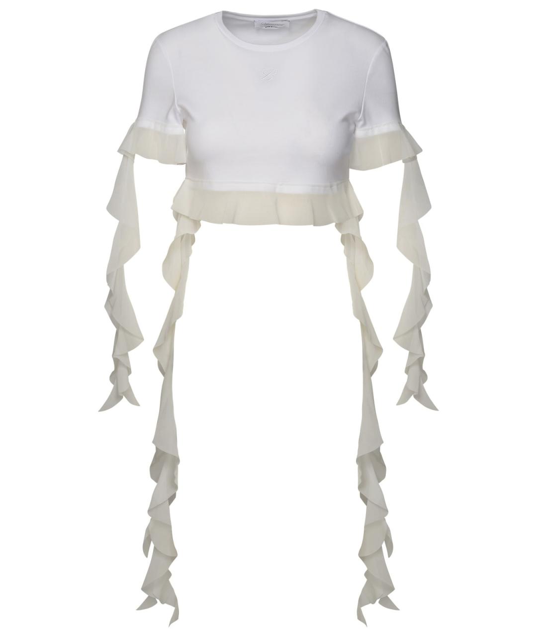 BLUMARINE Белая хлопковая футболка, фото 1