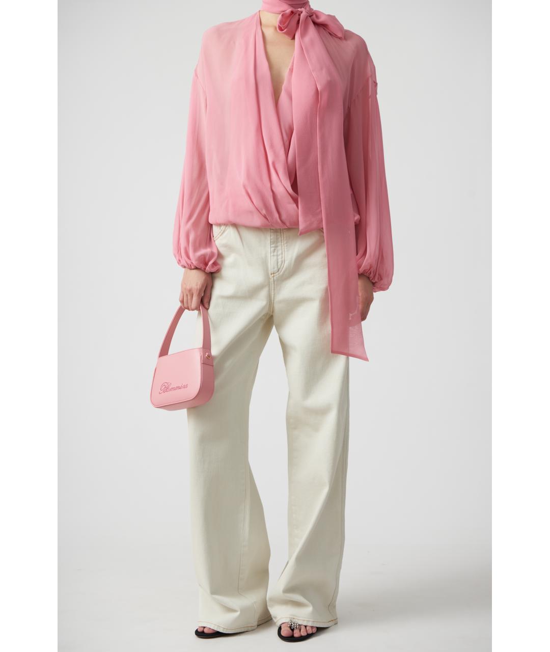 BLUMARINE Розовая шелковая блузы, фото 2