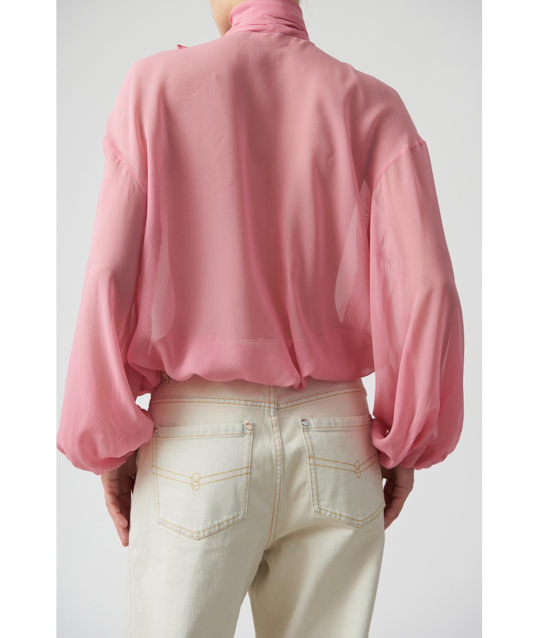 BLUMARINE Розовая шелковая блузы, фото 5