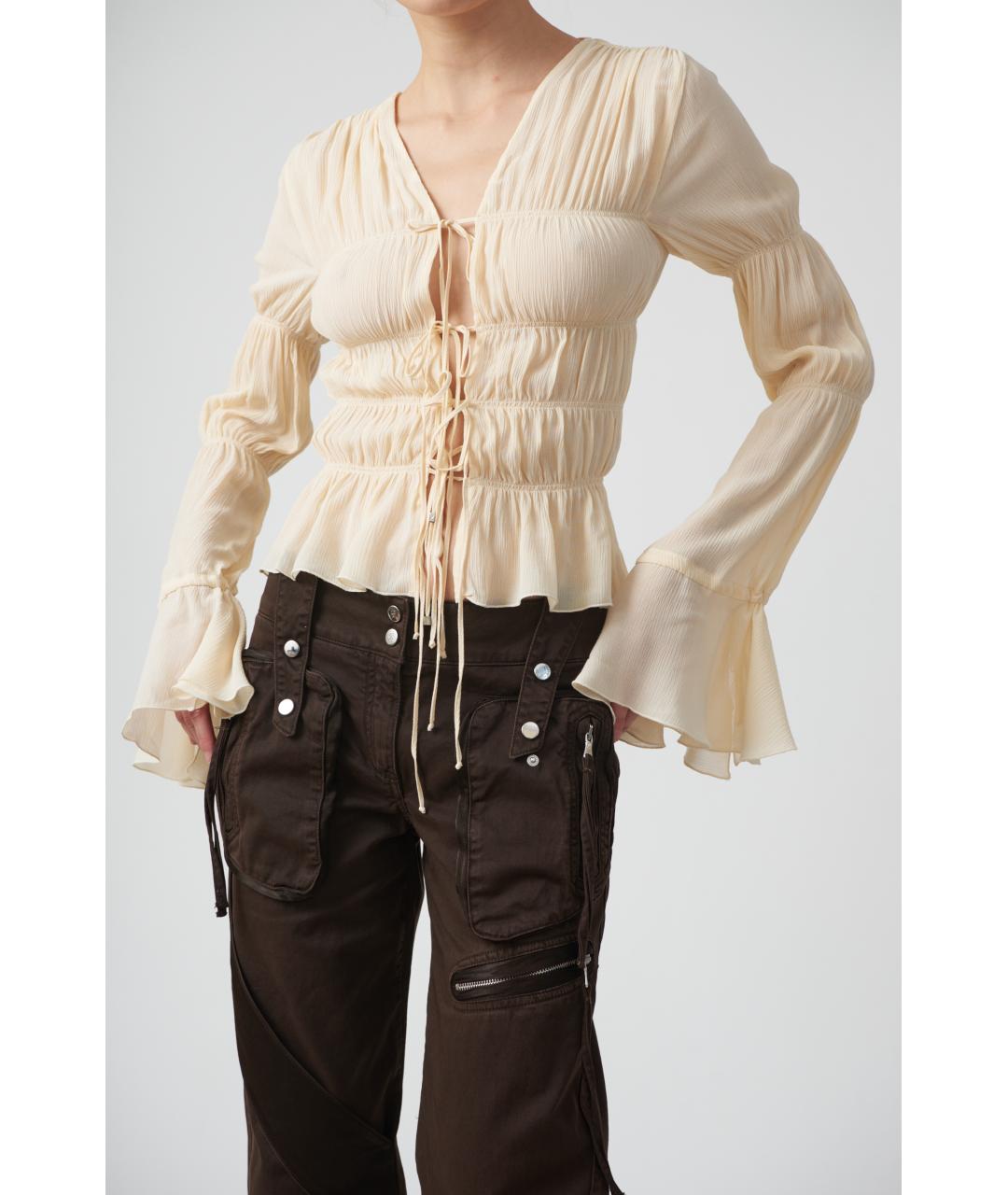 BLUMARINE Бежевая вискозная блузы, фото 2