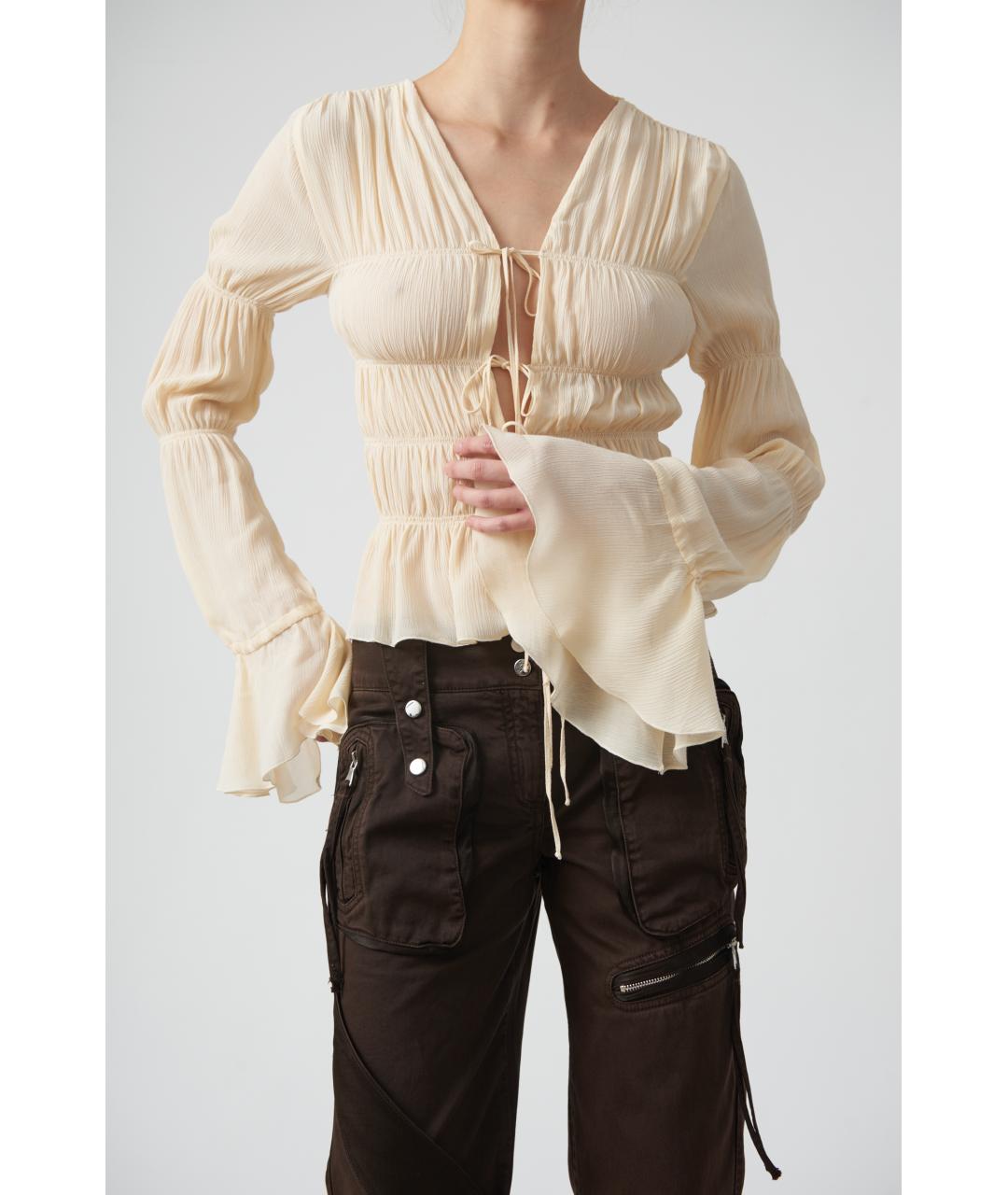 BLUMARINE Бежевая вискозная блузы, фото 3