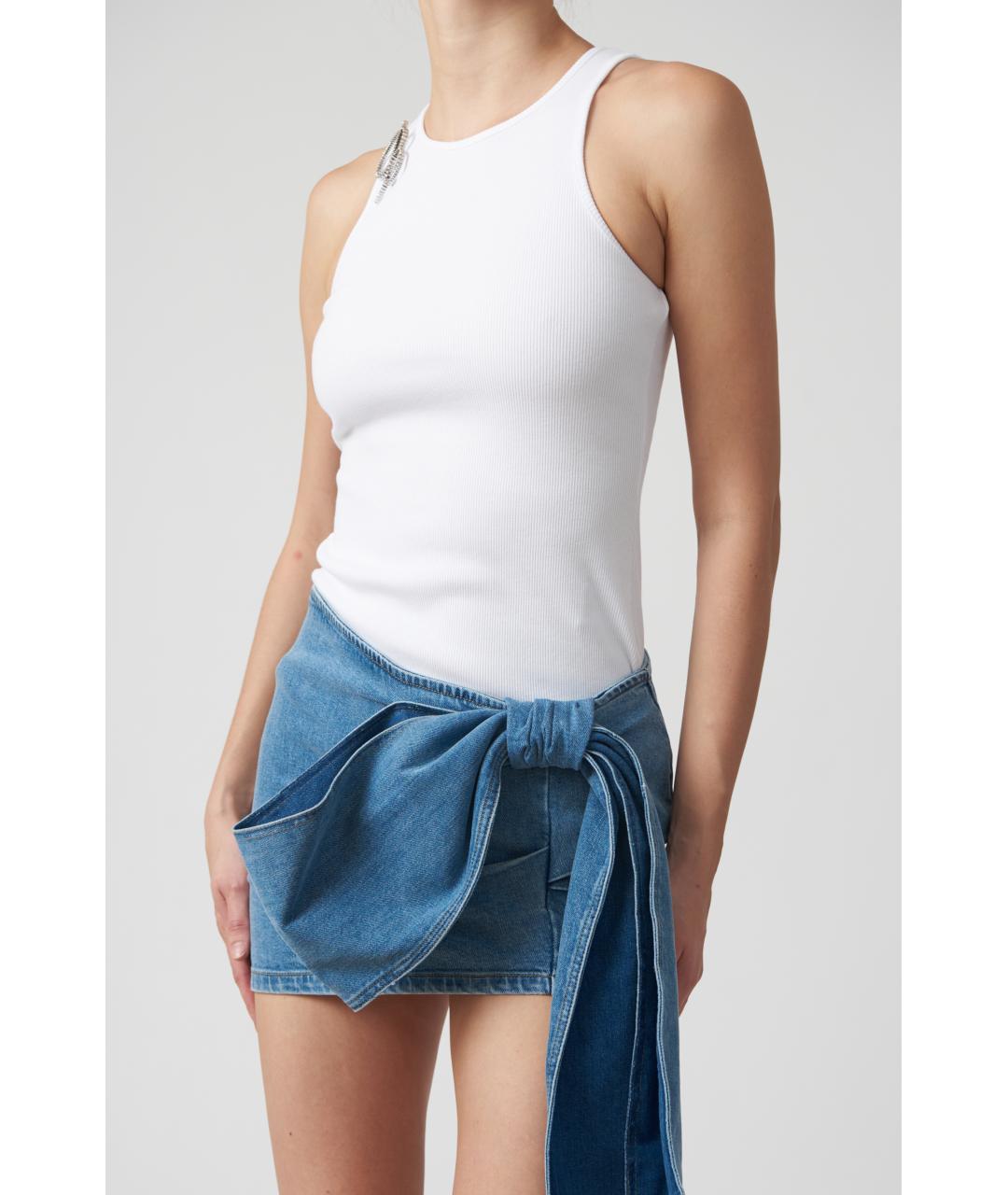 BLUMARINE Голубая хлопковая юбка мини, фото 3