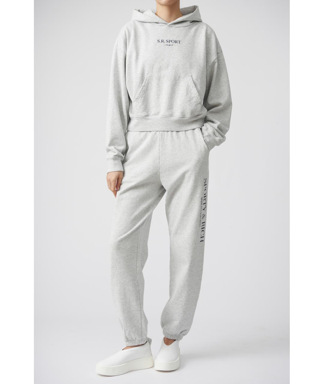 SPORTY AND RICH Серые хлопковые спортивные брюки и шорты, фото 2