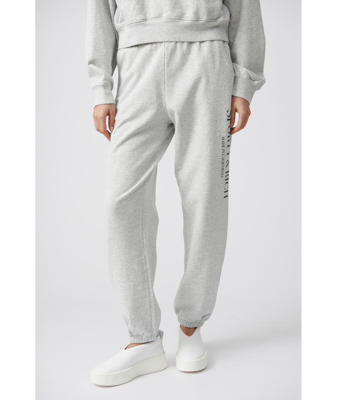 SPORTY AND RICH Серые хлопковые спортивные брюки и шорты, фото 3