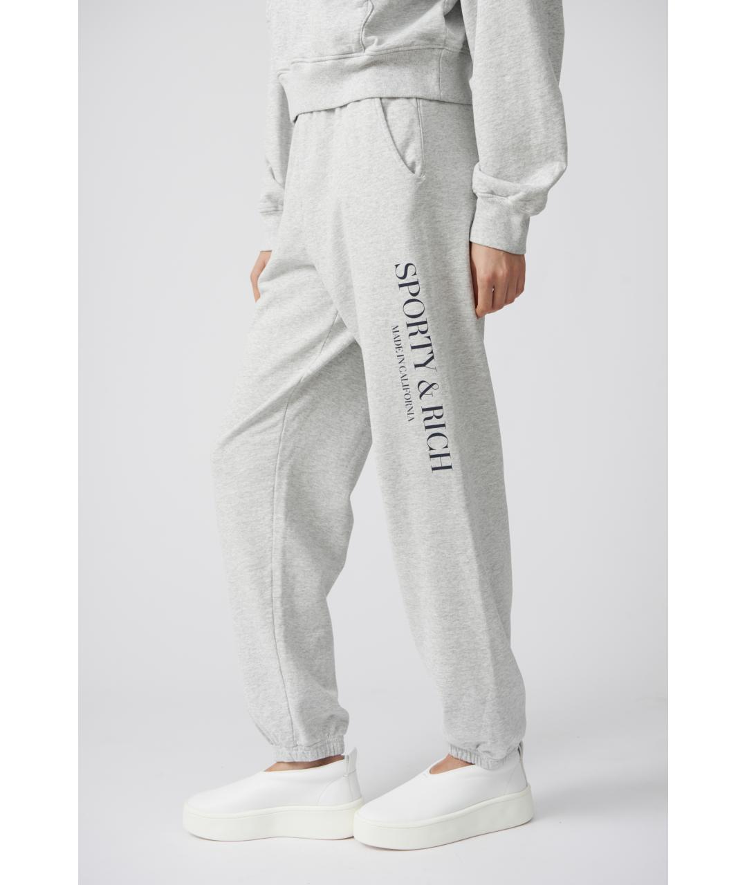 SPORTY AND RICH Серые хлопковые спортивные брюки и шорты, фото 4