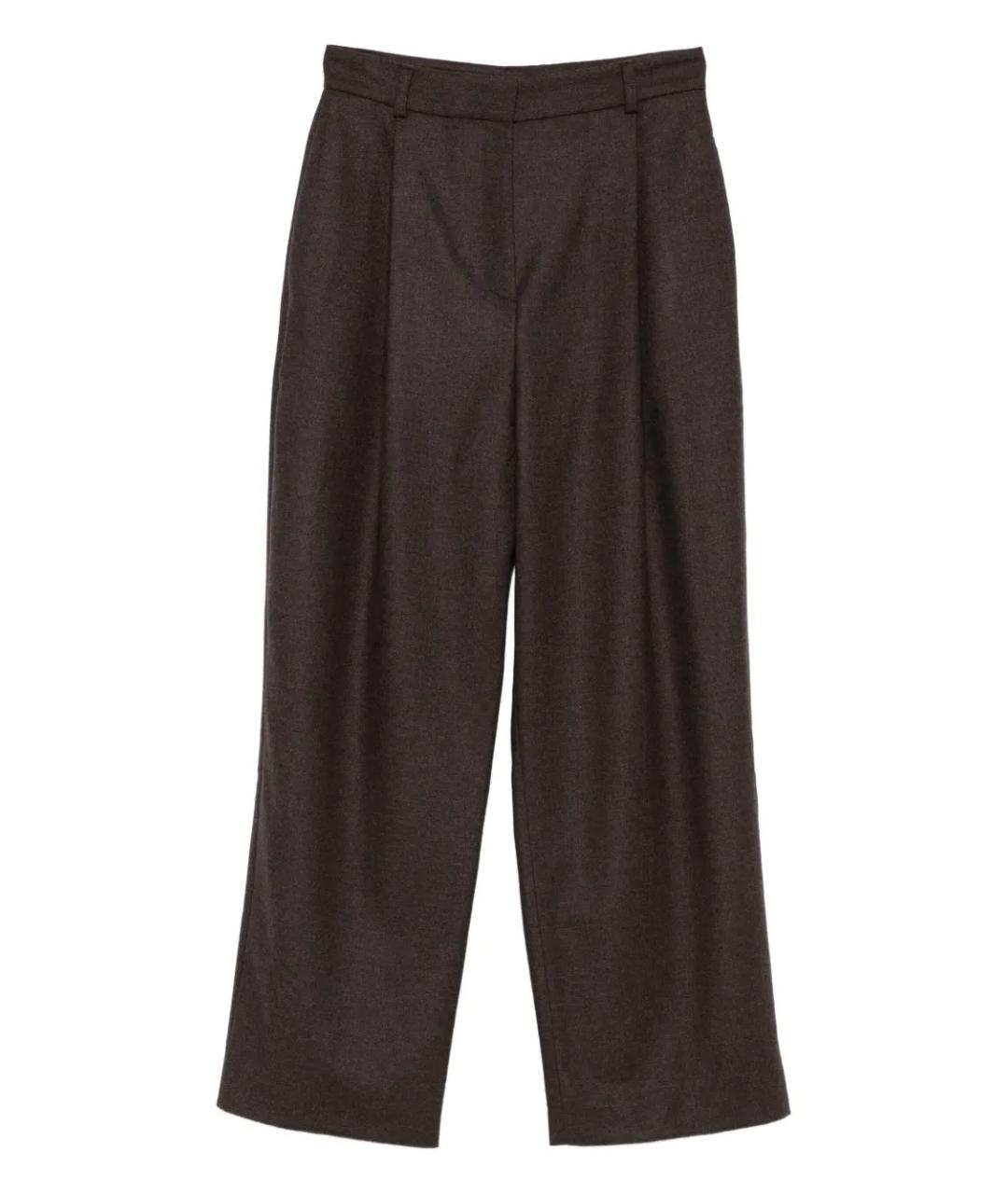 KITON Коричневые шерстяные прямые брюки, фото 1