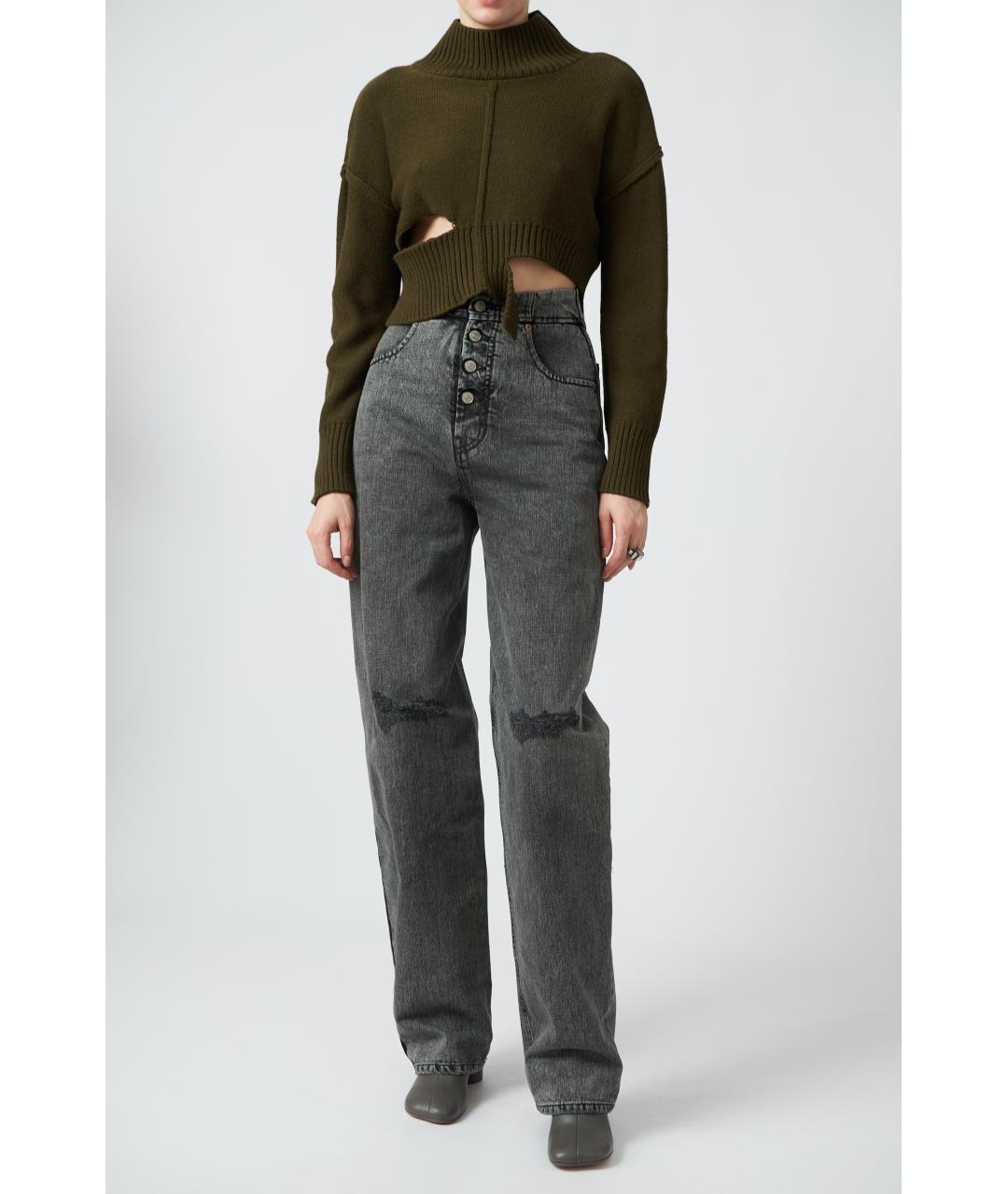 MM6 MAISON MARGIELA Черные хлопковые прямые джинсы, фото 2