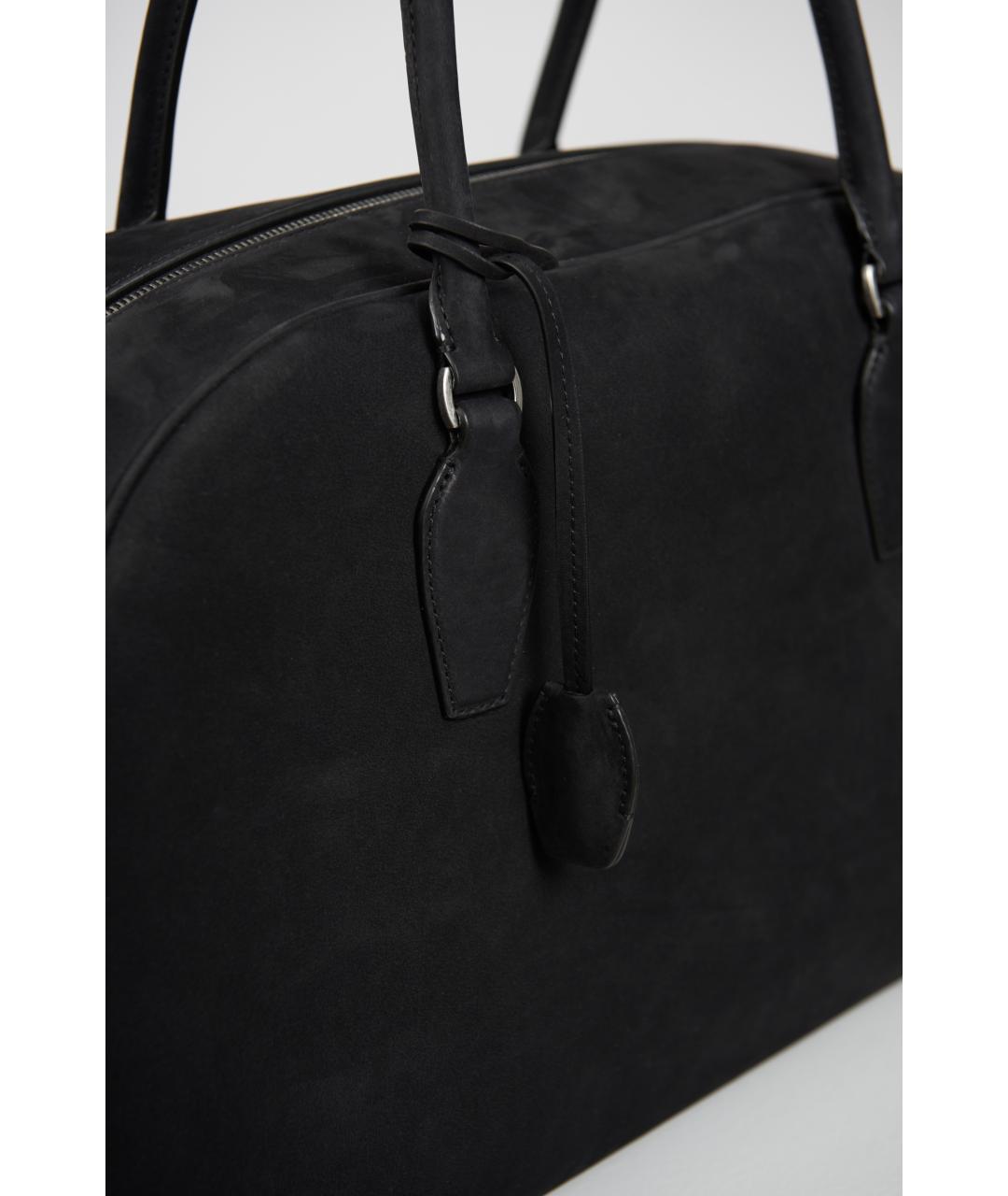 THE ROW Черная кожаная сумка с короткими ручками, фото 3