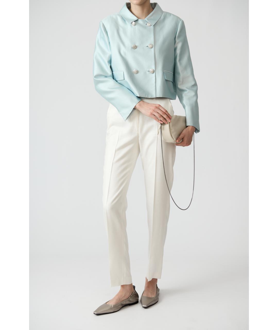 KITON Белые вискозные прямые брюки, фото 6